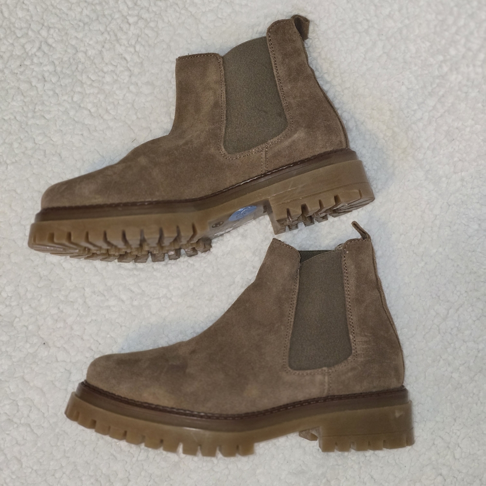 Enzo Tesoti brown suede leather Chelsea Pull-on Ankle boots Sz 7.5 Made In Spain - Picture 6 of 8
